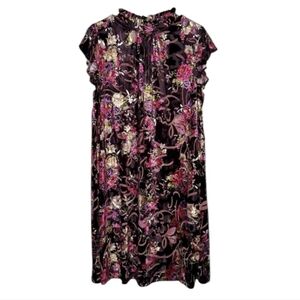 Roy Brand Cottagecore Floral Velvet Mini  Dress  Multicolor Size Small